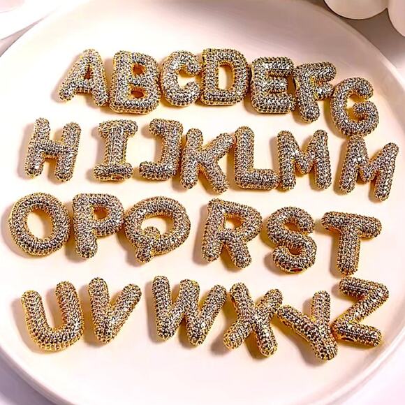 18K Gold Bubble Balloon Initial Necklace-Gold - Picture 4 of 7